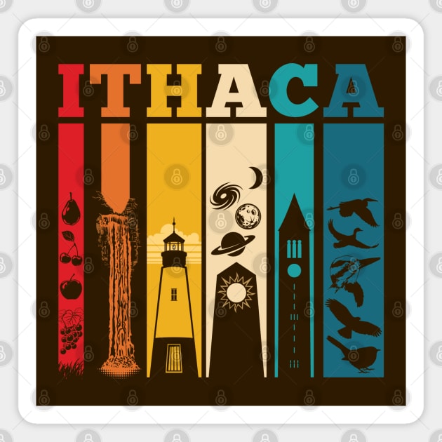 Awesome Ithaca New York Retro Design Magnet by SuburbanCowboy